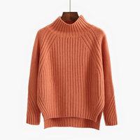 Lina - Bequemer Strickpullover – Orange-rot