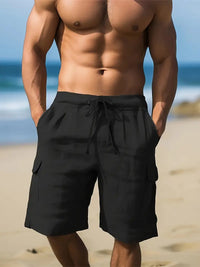 Bequeme Herren Leinenshorts – Schwarz