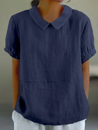 Leichte Damen Sommerbluse aus Baumwolle - Kurzarm - Elegant & Bequem – Marine