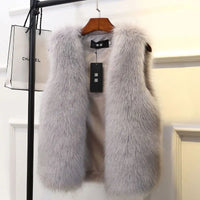 Warme Damen Pelzweste für Herbst und Winter – Aschgrau