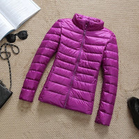 Jacke Damen Glänzend Kurz Winterjacke Modisch Warm für Urbane Outfits – Lila