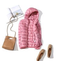 Jacke Damen Glänzend Kurz Winterjacke Modisch Warm für Urbane Outfits – Rosa Kapuze
