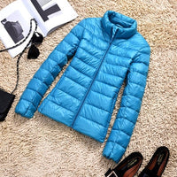 Jacke Damen Glänzend Kurz Winterjacke Modisch Warm für Urbane Outfits – Blau