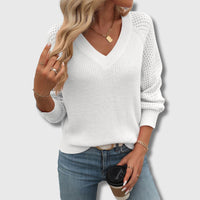 Lea | Eleganter V-Ausschnitt Pullover – Weiß