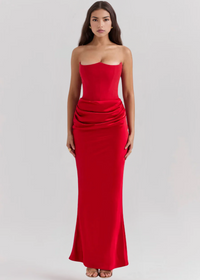 JULIET | Trägerloses Maxikleid – Rot