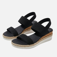 Dagmar | Damen Jute Plateausandalen Espadrille-Stil – Jute Plateau Espadrilles – Schwarz