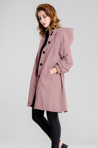 Wasserfeste Damen-Regenjacke mit Kapuze | Warm & Winddicht | Übergroße Passform – Pastellrosa