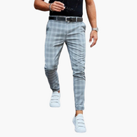 Karierte Business Herren Chinohose – Grau
