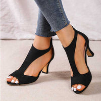 Orthopädische Damen Absatz-Sandalen – Schwarz
