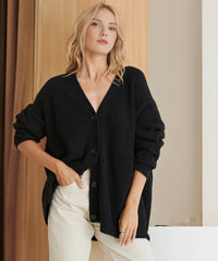 Damen-Cardigan mit Knopfleiste | Lässig – Schwarz