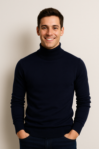 Kasper Rollkragenpullover mit Feinstrick – Marine