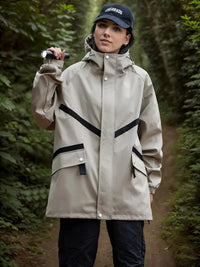 Shivellea | Wasser- und winddichter Regenmantel Color Block Sports Windbreaker – Khaki