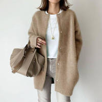 Giulia® | Eleganter Cashmere Cardigan – Khaki-Braun