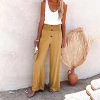 Lässige hohe Taille Hose – Khaki