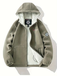Liadyx | Outdoor-Fleece gefütterte Kapuzenjacke für Männer – Polyester – Khaki