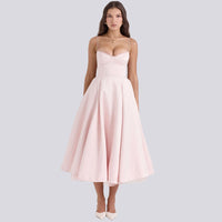 Heidi-Mode | Stilvolle V-Ausschnitt A-Linien Maxi Kleid – Rosa