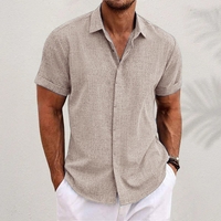 Herren Kurzarmhemd – Leichtes Sommerhemd in Leinen-Optik – Beige