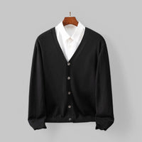 Markus | Vielseitige moderne V Ausschnitt Strickjacke – Schwarz