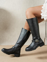 Adelheid | Damen Kniehohe Stiefel mit Blockabsatz – Schwarz