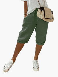 Kurze Damenhose mit Kordel – Stilvolle Bermudashorts für den Sommer, den Alltag und den Urlaub – Grün