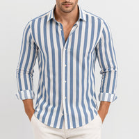 Scott | Herren Gestreiftes Button-Down Hemd – Blau
