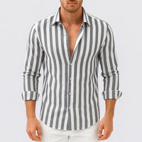 Scott | Herren Gestreiftes Button-Down Hemd – Grau
