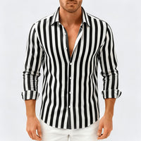 Scott | Herren Gestreiftes Button-Down Hemd – Schwarz