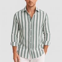 Scott | Herren Gestreiftes Button-Down Hemd – Grün