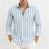 Scott | Herren Gestreiftes Button-Down Hemd – Hellblau