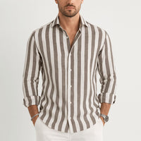 Scott | Herren Gestreiftes Button-Down Hemd – Khaki