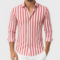 Scott | Herren Gestreiftes Button-Down Hemd – Rosa