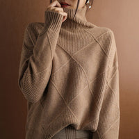 Marina | Kuscheliger pullover mit Rollkragen – Braun