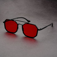 Stilvolle Geometrische Sonnenbrille für Herren | Klassisches Design – Rot
