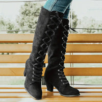 Langer Damen-Stiefel mit hohem Absatz – Schwarz