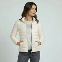 Sophie | Damen Leichter Winter Daunenjacke mit Hohem Kragen – Weiß