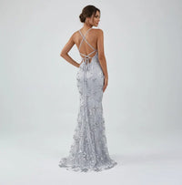 Alina | Damen Rückenfreies Festliches Kleid – Grau