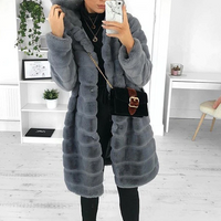 Damen Winter Pelzjacke Wasserdicht mit Kapuze – Grau