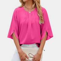 Elegante Damen Bluse mit Faltendetails und raffinierten Ärmeln – Rosa