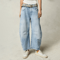 Damen High-Waist Cropped Jeans Hose – Hellblau