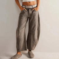 Damen High-Waist Cropped Jeans Hose – Grau
