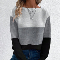 Birte | Vielseitiger Langarm Strickpullover – Grau