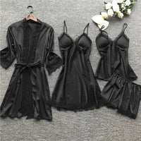 Sarina - Satin-Pyjama-Set – Schwarz
