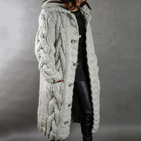 Lange Strickjacke Damen – Eleganter Cardigan für Winter, Warm und Vielseitig, Ideal für Büro und Freizeit – Silbergrau