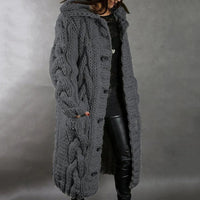 Lange Strickjacke Damen – Eleganter Cardigan für Winter, Warm und Vielseitig, Ideal für Büro und Freizeit – Dunkelgrau