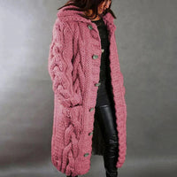 Lange Strickjacke Damen – Eleganter Cardigan für Winter, Warm und Vielseitig, Ideal für Büro und Freizeit – Rosa