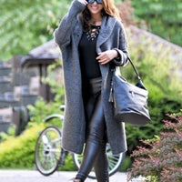 Lange Strickjacke Damen mit Kapuze | Grob Gestrickt Cardigan für Herbst und Winter | Stilvolle Wärme und Komfort – Grau