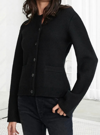 Sabine | Ausgestellten Ärmeln Lässiger Cardigan – Schwarz