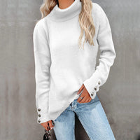 Kristin | Lässiger Rollkragen pullover aus Baumwolle – Weiß