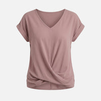 Jana | Damen Legeres Oberteil V-Ausschnitt Knotendetail – Knoten Top Sommer – Lotus