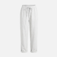 Nadja | Damen Leichte Leinenhose Lockere Freizeithose Tunnelzug – Leinen Komfort Hose – Weiß